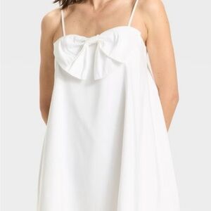 Women's Mini Bow Shift Dress - A New Day White L